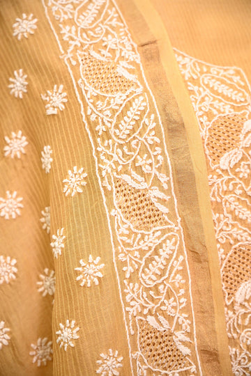 Mustard Maheshwari Chikankari Suit