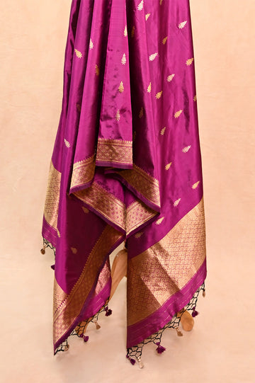 Purple Katan Silk Banarasi Dupatta