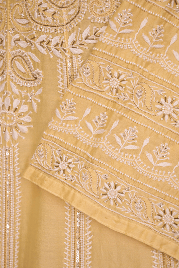 Butter Yellow Chanderi Silk Chikankari Anarkali