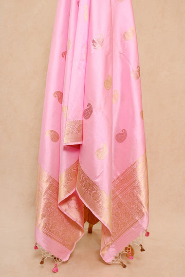 Blush Pink Katan Silk Banarasi Dupatta