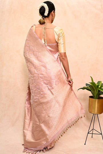 Katan Jaal Banarasi Saree with Exclusive Copper Zari & Brocade Border