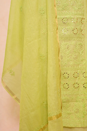 Light Green Chanderi Chikankari Suit