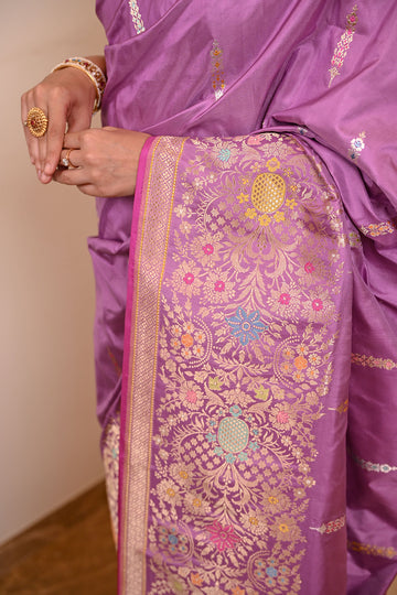 Katan Silk Rupa-Sona Banarasi Saree with Tilfi Weave