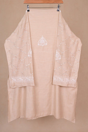 Beige Moonga Silk Chikankari Co-ord Set