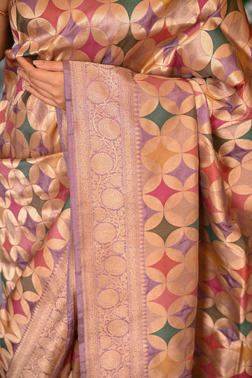 Katan Silk Rangkat Banarasi Saree with Patola-Inspired Motifs