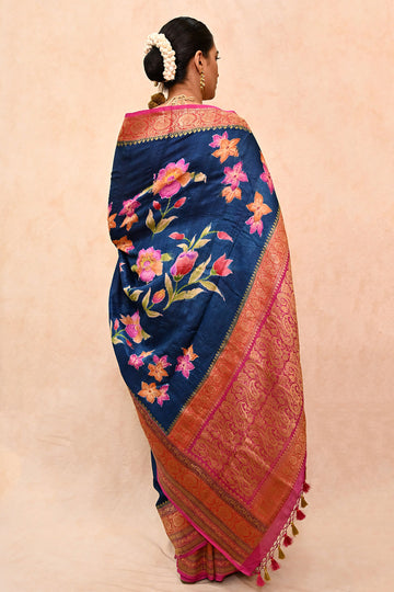 Tussar Georgette Banarasi Saree with Hand Brush Dye