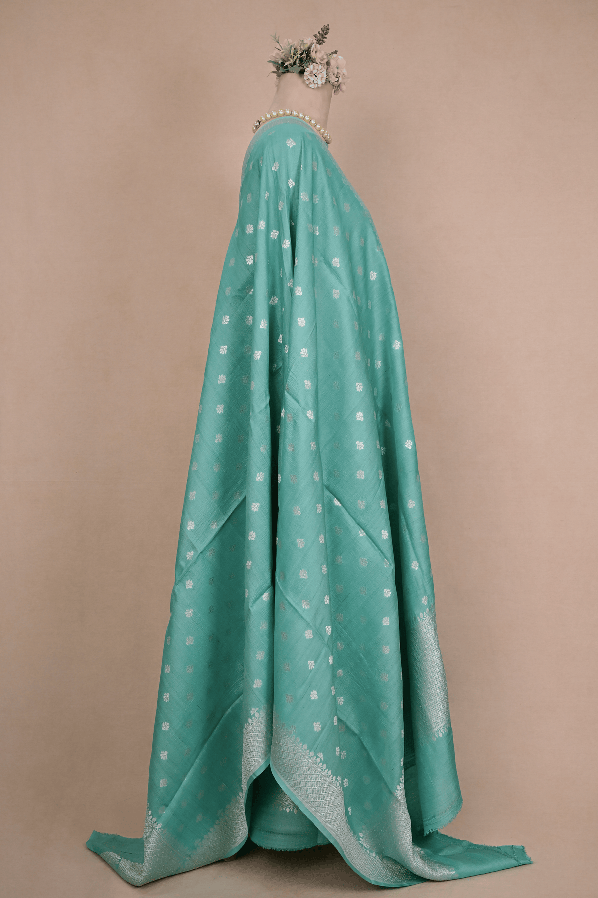 Aquamarine Banarasi Moonga Tussar Suit