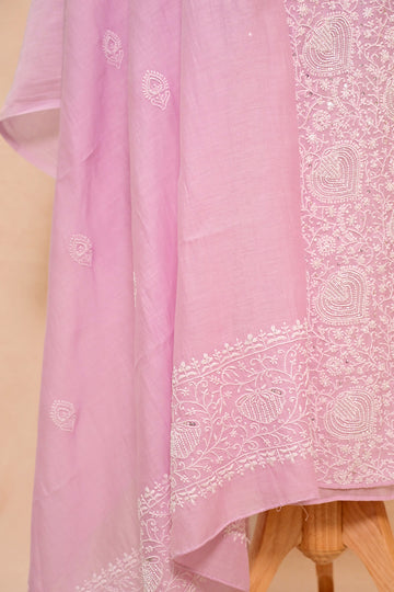 Light Lavender Chanderi Chikankari Suit