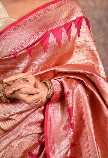 Ruby Red Katan Silk Banarasi Saree