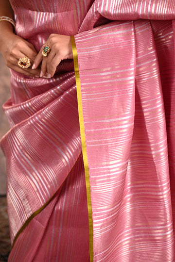 Lavender Pink Katan Silk Banarasi Saree