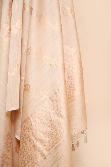 Beige Moonga Silk Banarasi Suit