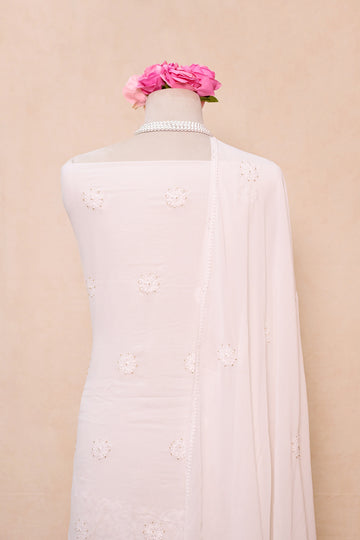 Off White Georgette Chikankari Suit