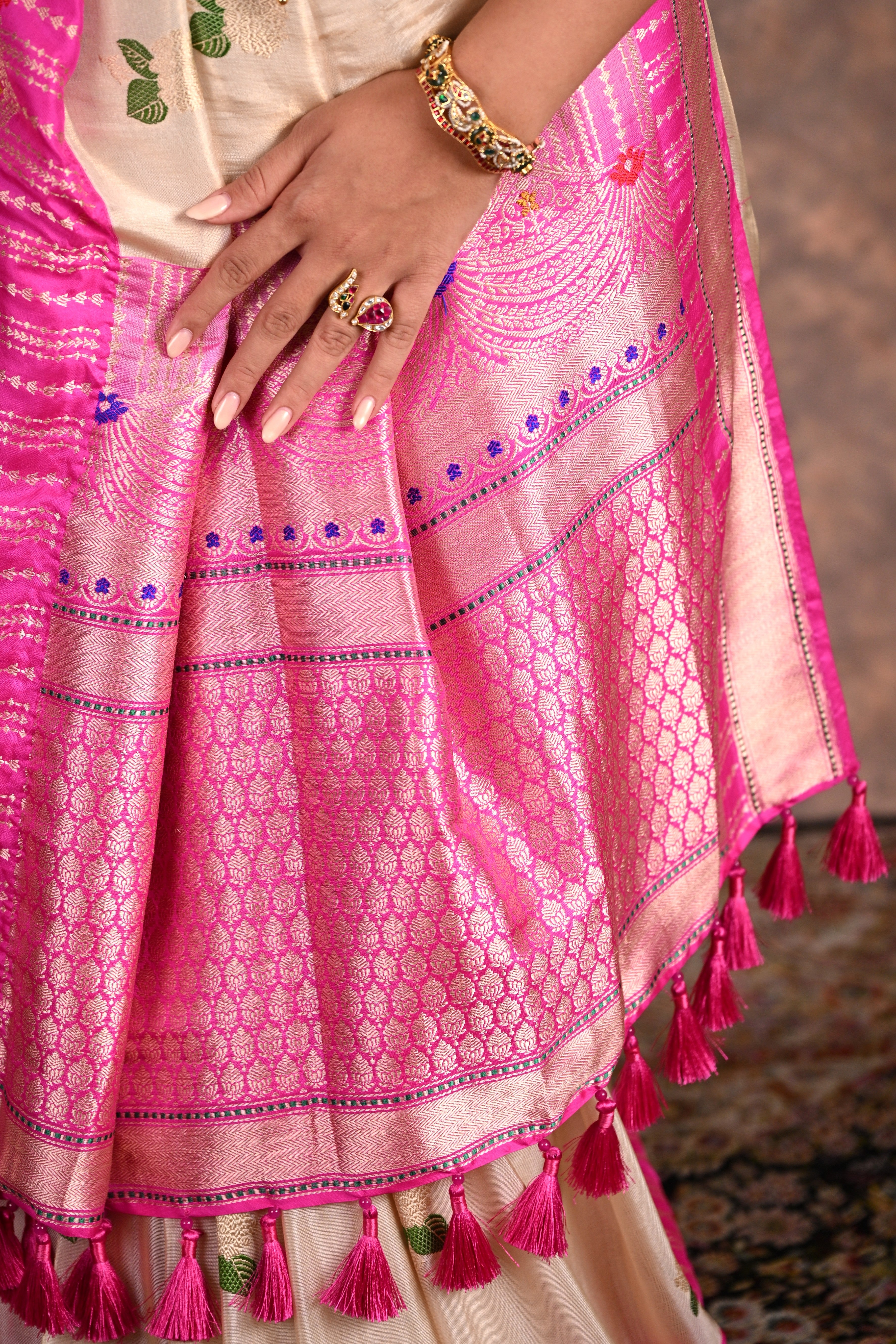 Ivory Tissue Silk Banarasi Saree
