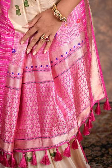 Ivory Tissue Silk Banarasi Saree