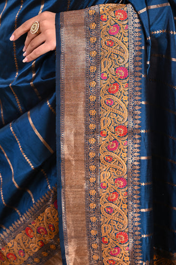 Twilight Indigo Katan Silk Banarasi Saree