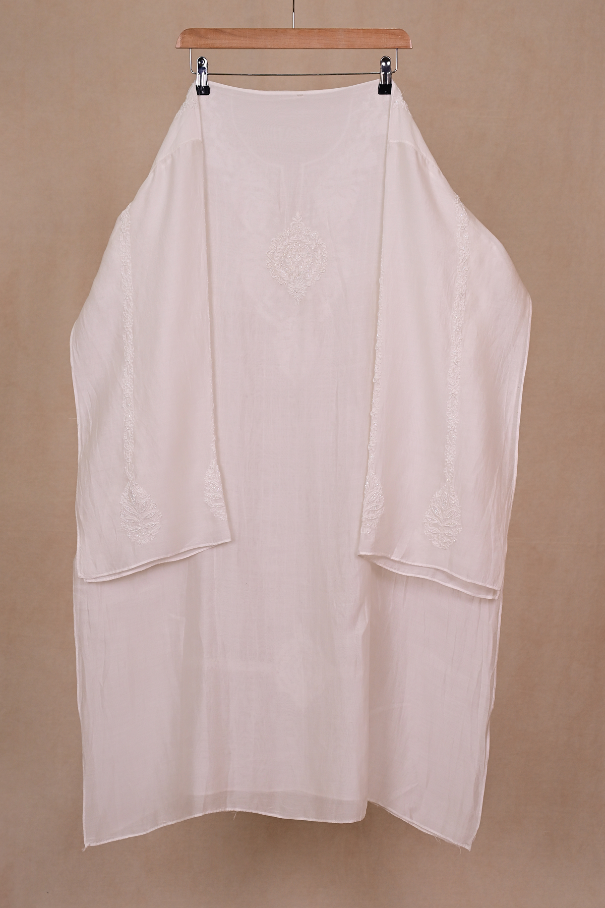 Off White
 Soft Silk Chikankari Co-ord Set