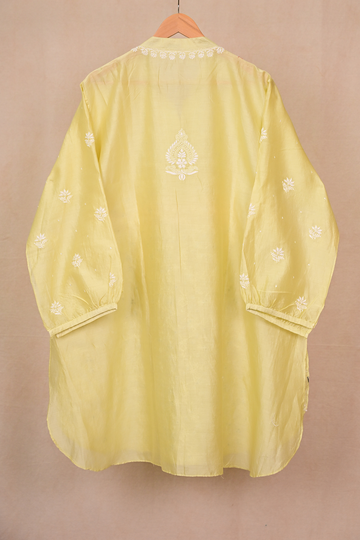 Light Lime Green Chanderi Chikankari Co-ord Set