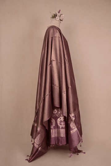 Metallic Purple Banarasi Mulberry Silk Suit