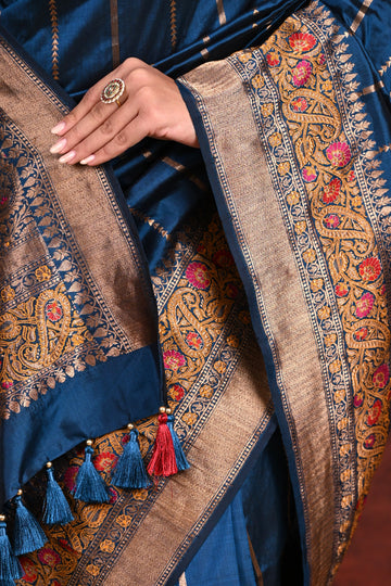 Twilight Indigo Katan Silk Banarasi Saree