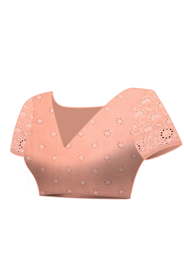 Peach Georgette Chikankari saree