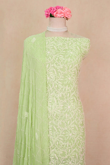 Light Green Crepe Chikankari Suit
