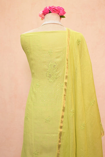 Light Green Chanderi Chikankari Suit