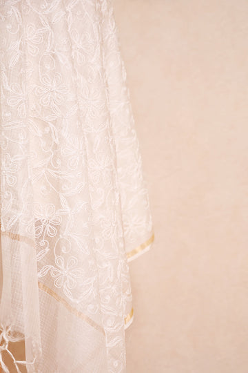 Off White Kota Silk Dupatta
