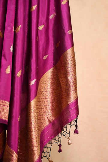 Purple Katan Silk Banarasi Dupatta