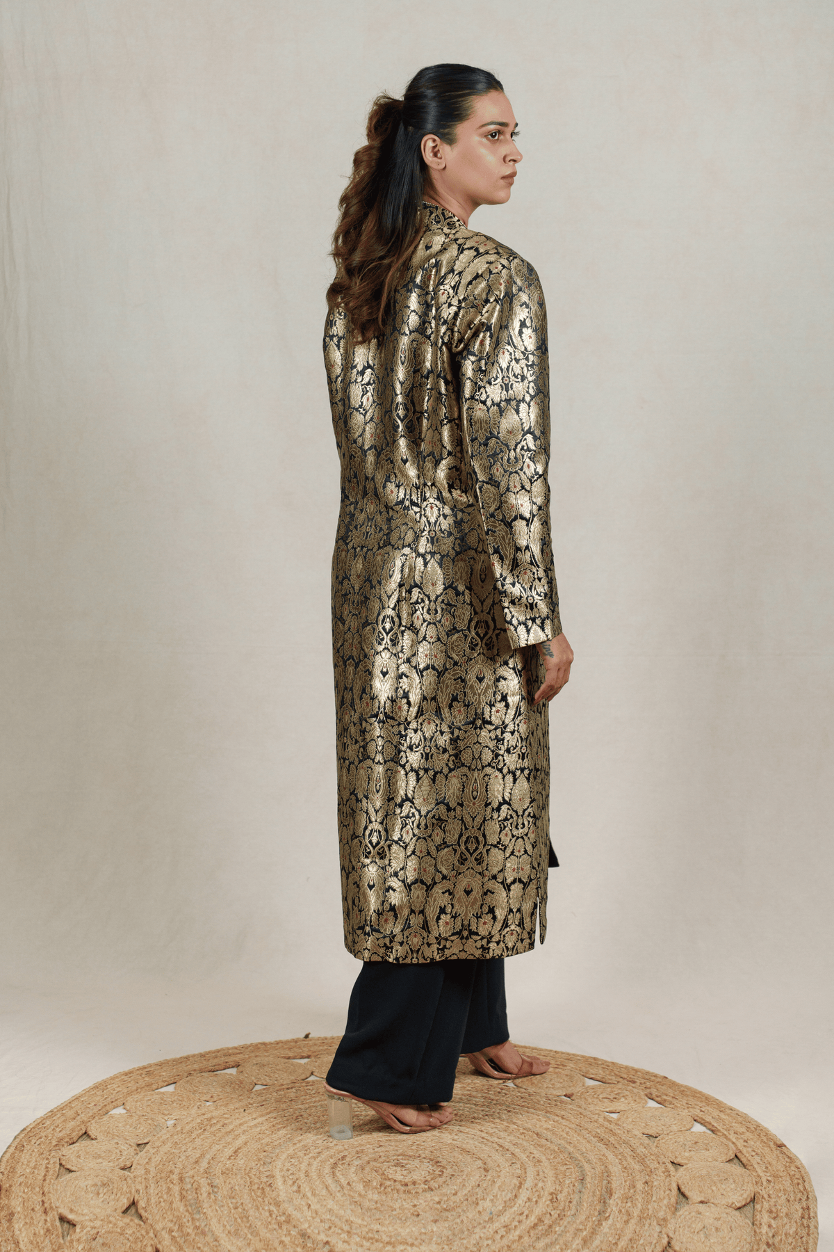 Classic Black Brocade Silk Banarasi Jacket