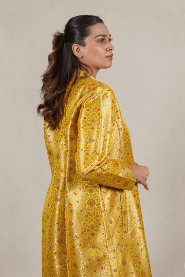 Sunshine Yellow Brocade Silk Banarasi Jacket