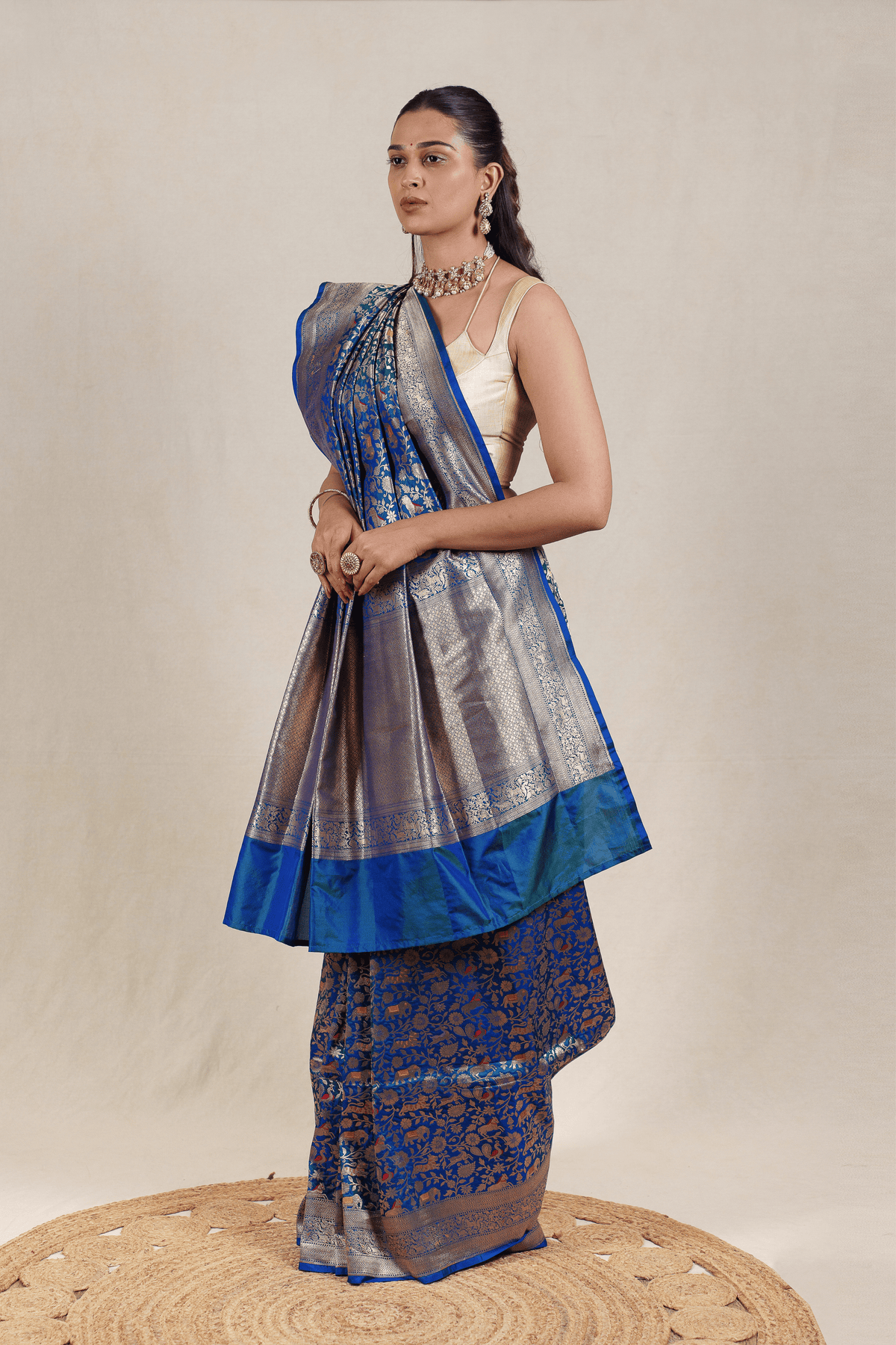 Royal Blue Katan Silk Banarasi Saree