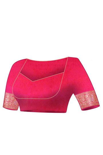 Hot Pink Katan Silk Rupa Sona Banarasi saree