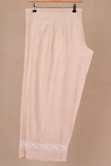 Beige Moonga Silk Chikankari Co-ord Set