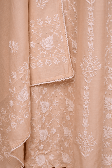 Beige Moonga Chikankari Anarkali