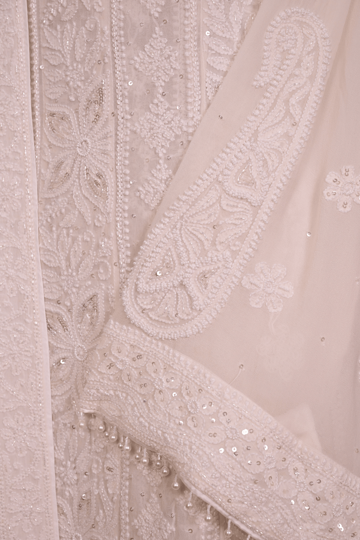 Swan White Georgette Chikankari Anarkali