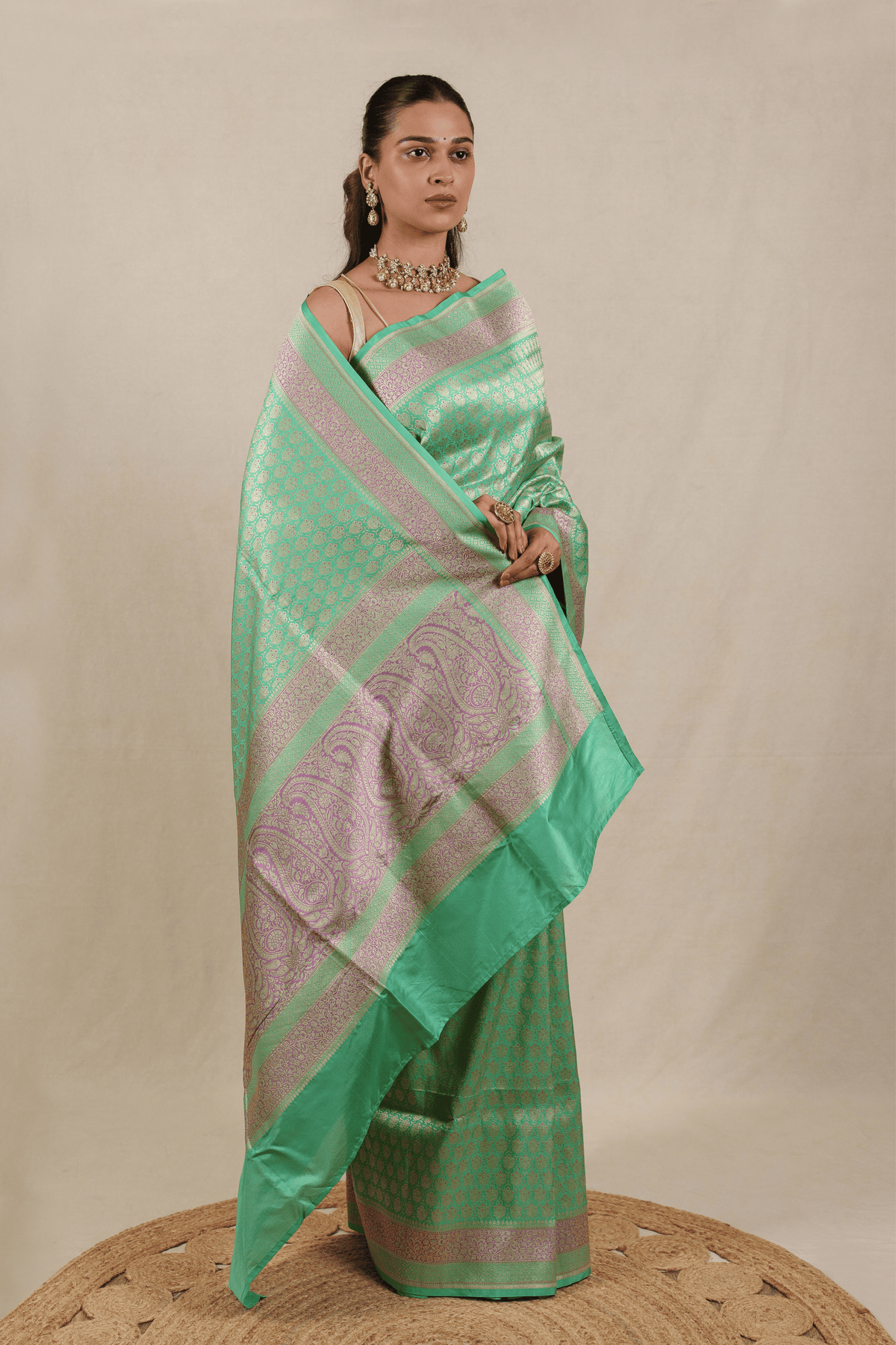 Breezy Green Katan Silk Banarasi Saree