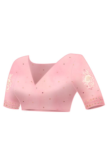 Pink Organza Chikankari saree