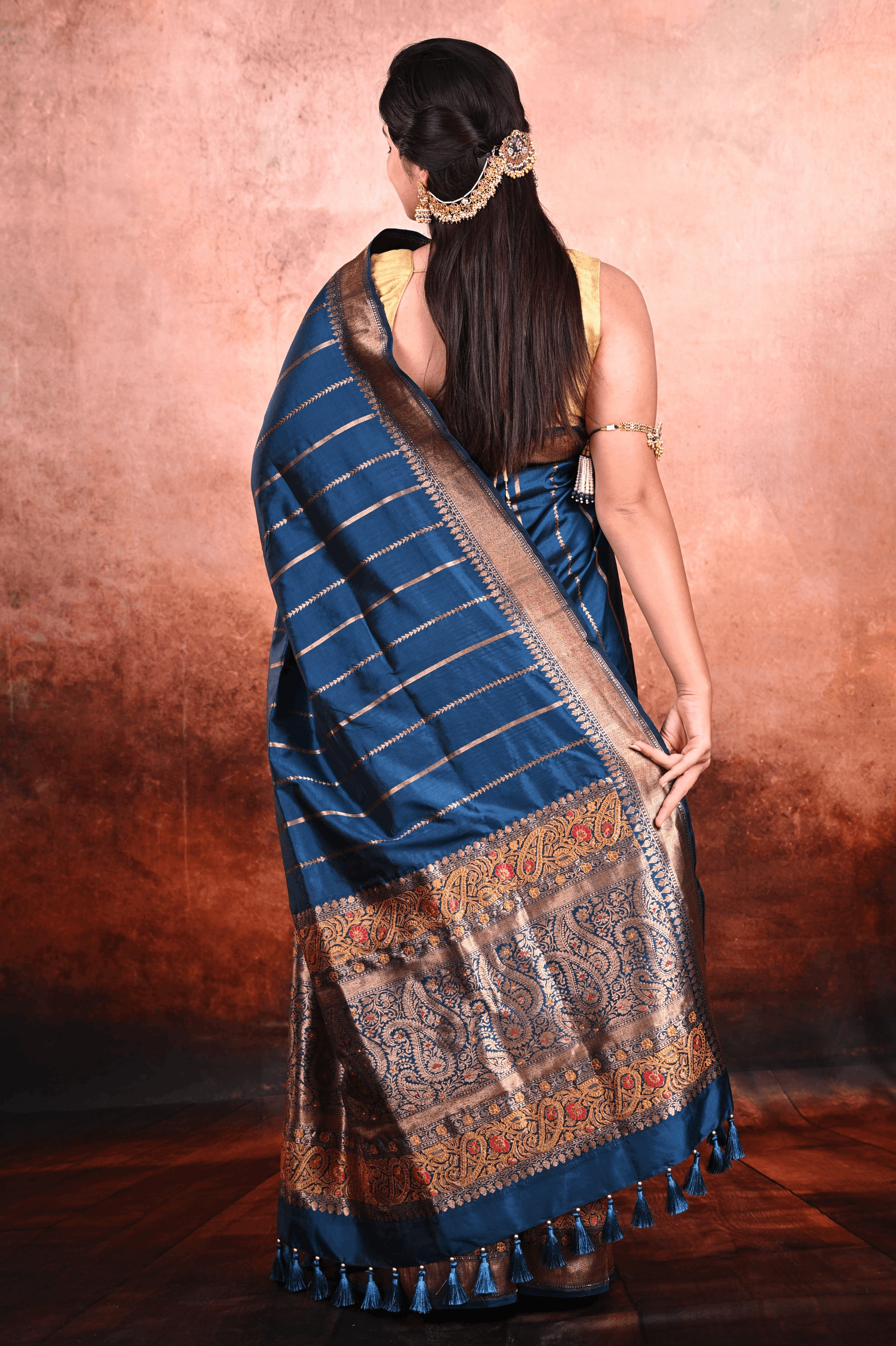 Twilight Indigo Katan Silk Banarasi Saree