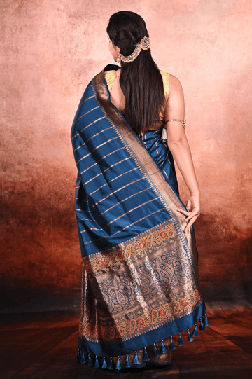 Twilight Indigo Katan Silk Banarasi Saree