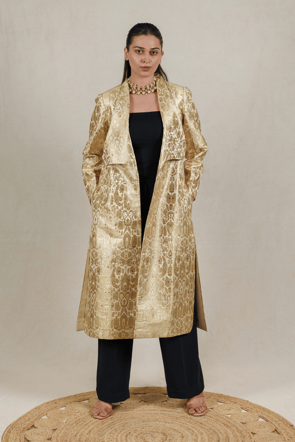 Ivory White Brocade Silk Banarasi Jacket