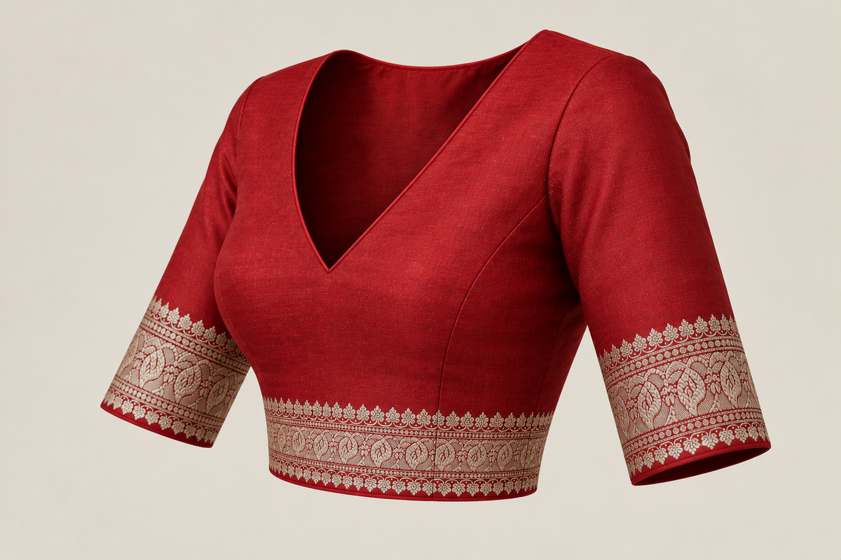 Brick Red Silk Banarasi Saree