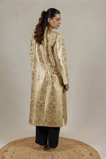 Ivory White Brocade Silk Banarasi Jacket