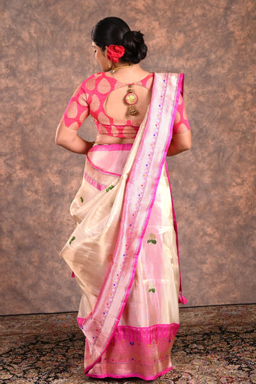 Ivory Tissue Silk Banarasi Saree