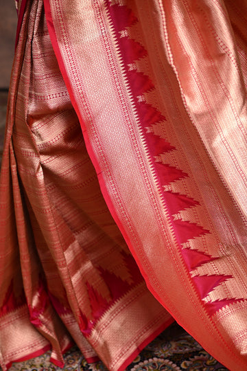 Ruby Red Katan Silk Banarasi Saree