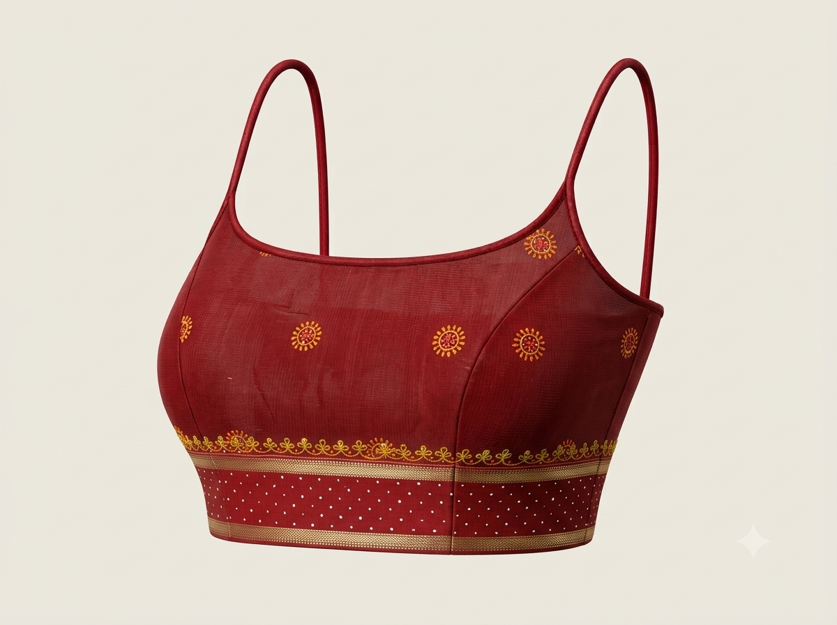 Vermilion Red Maheshwari Silk Chikankari Saree