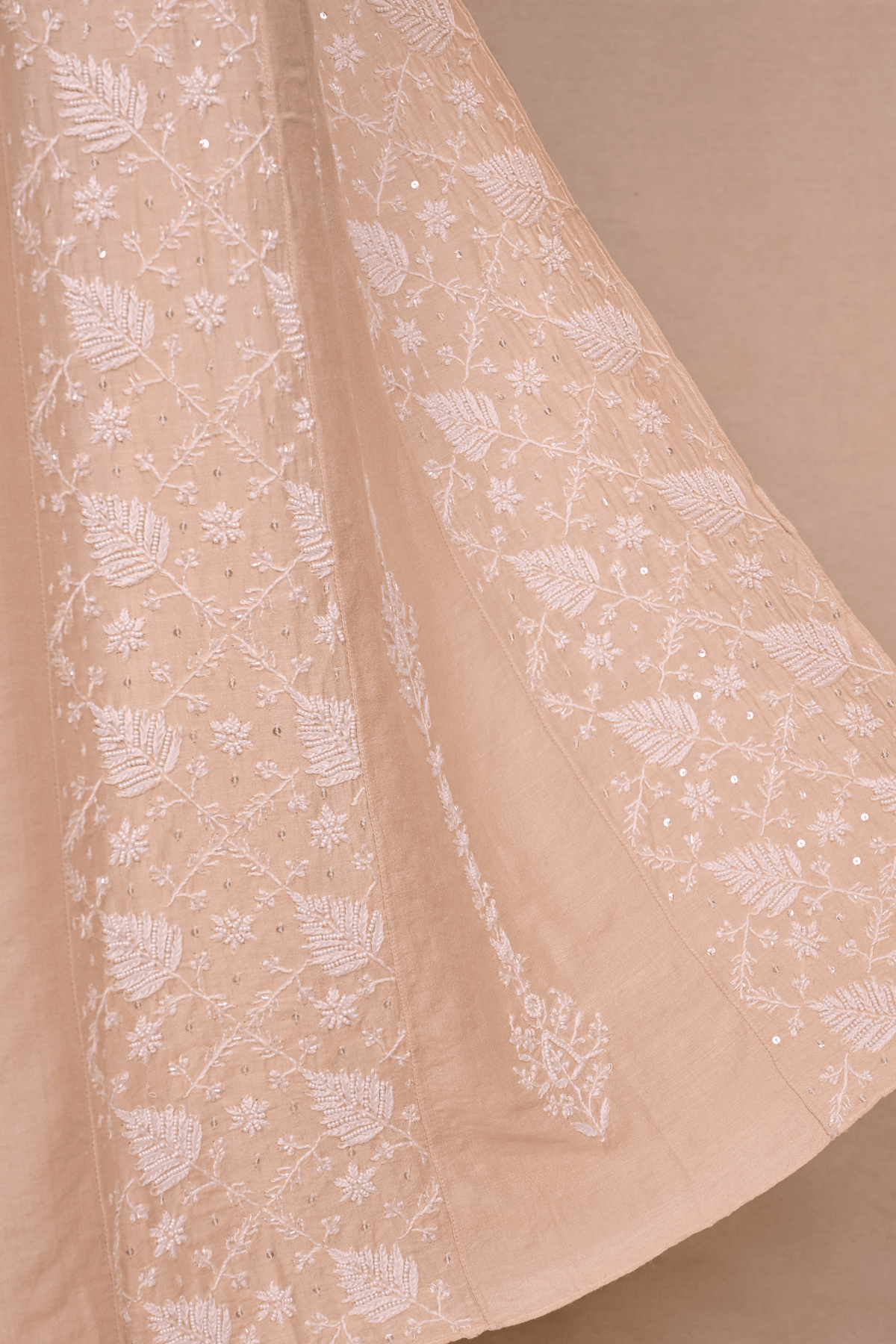 Beige Moonga Chikankari Anarkali