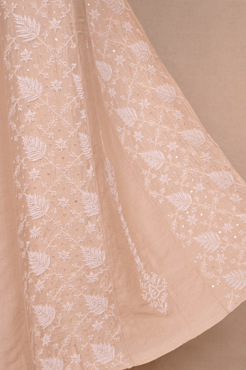 Beige Moonga Chikankari Anarkali