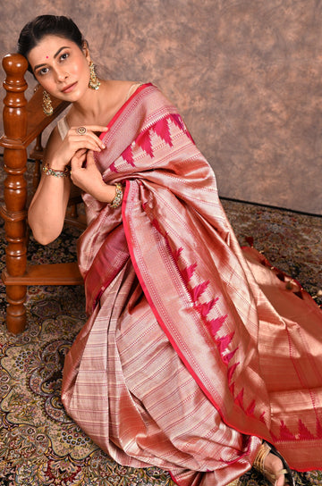 Ruby Red Katan Silk Banarasi Saree