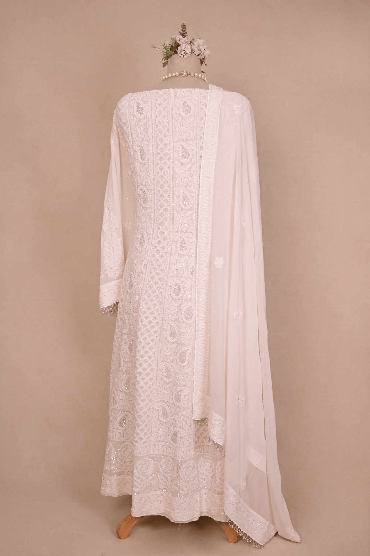 White Georgette Chikankari Anarkali