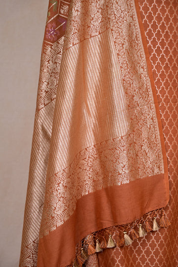 Camel Brown Banarasi Moonga Suit